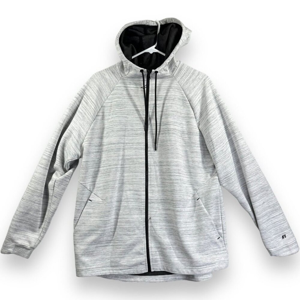 Russell Athletic Men's Size Large Gray Fusion Knit Full Zip Long Sleeve Hoodie